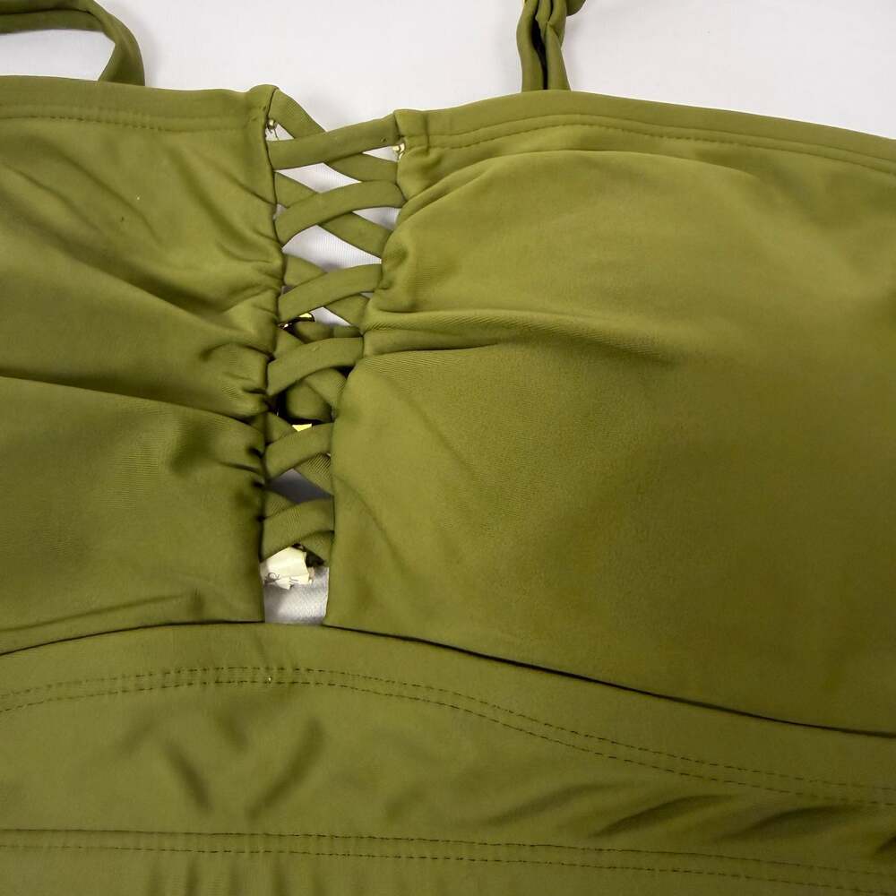 Yomoko Olive Green High-Waisted Lace-Up Bikini Set Size L - Picture 3 of 8